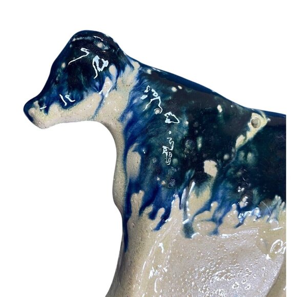 Monroe Salt Works Salt Glaze Cow Wall Hanging Toothbrush Holder Drip Glaze - Picture 2 of 5